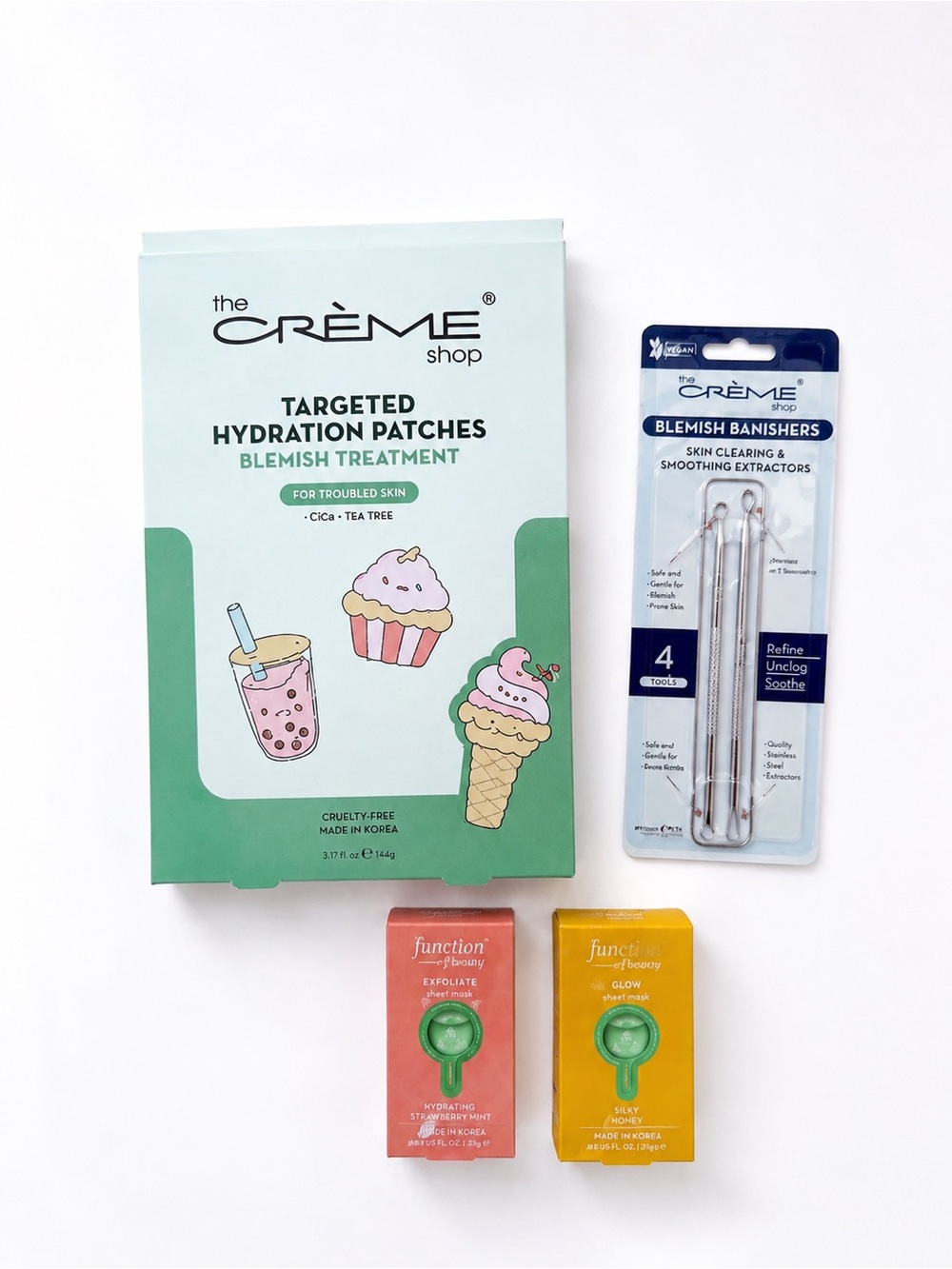 The Crème Shop Skincare Bundle Acne Patches & Sheet Mask Set